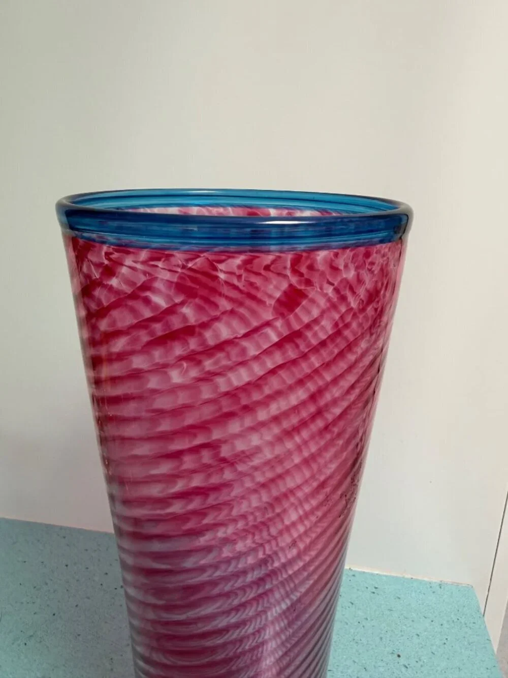 C.B. Glass Curtiss Brock 15 Inch Tall Studio Art Glass Vintage Large Vase Signed